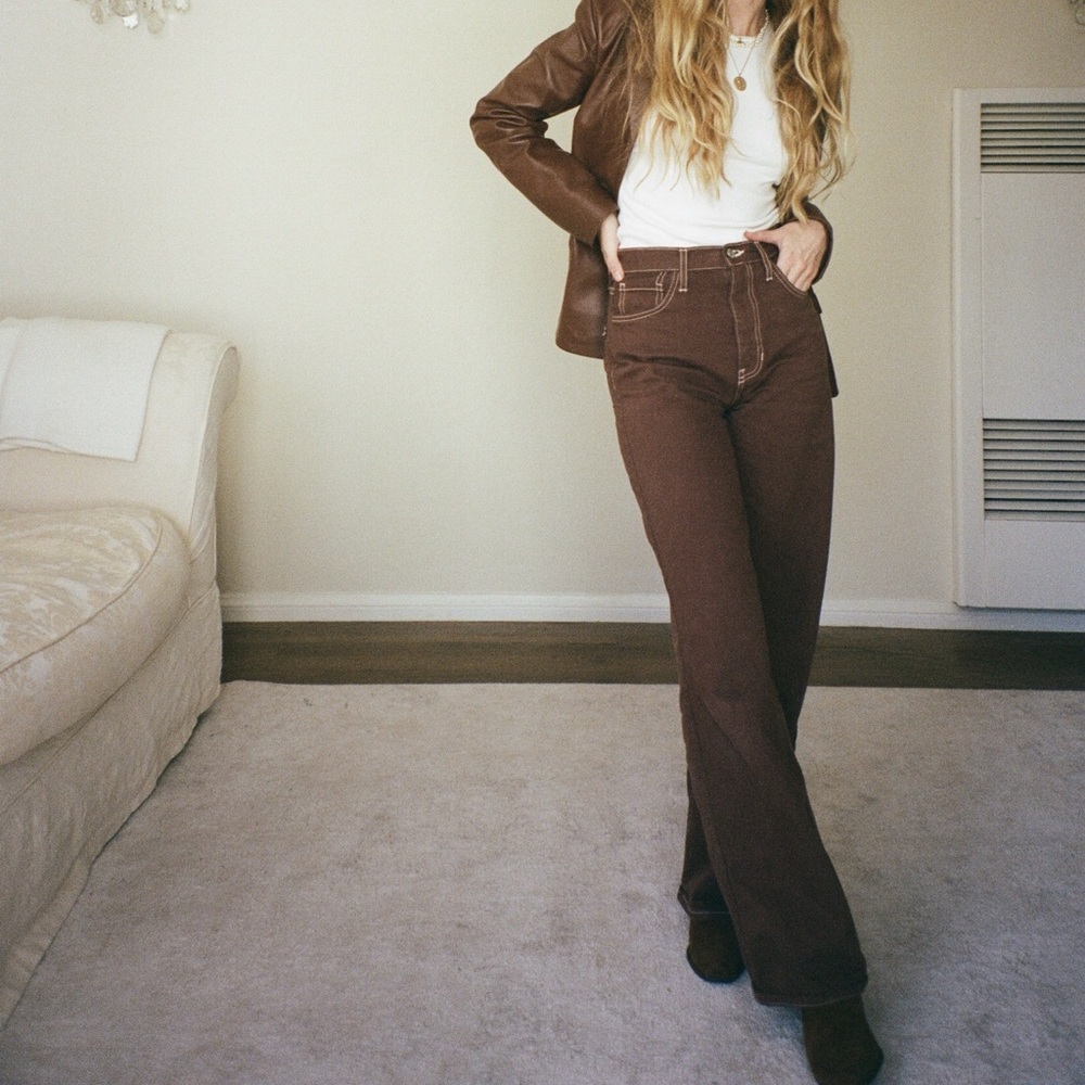 JUST BLACK DENIM retro straight pants in Walnut 24